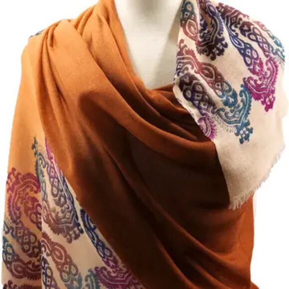 Screenprinted Merino Wool/Silk Scarf (WS1014A1) - Picture 3 of 3